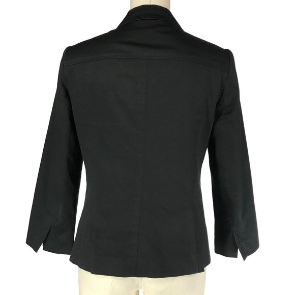 Studio Liz Claiborne Size 8 Black Button Front Blazer Jacket 3/4 Sleeves Stretch - Picture 3 of 9